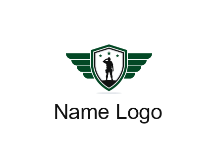 badge with a military man saluting