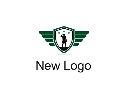 badge with a military man saluting