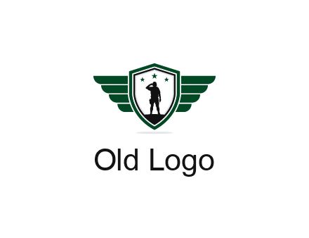 badge with a military man saluting
