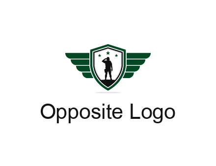 badge with a military man saluting
