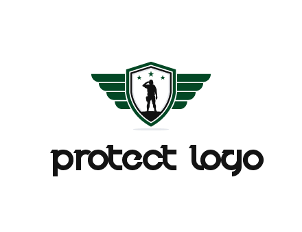badge with a military man saluting