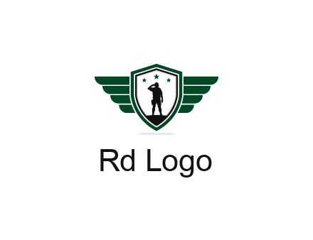 badge with a military man saluting