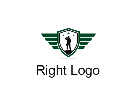 badge with a military man saluting