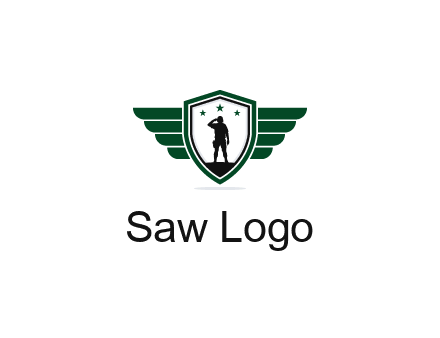 badge with a military man saluting