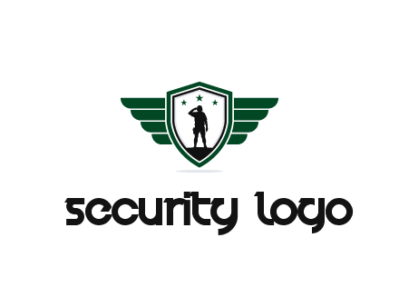 badge with a military man saluting