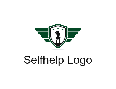 badge with a military man saluting