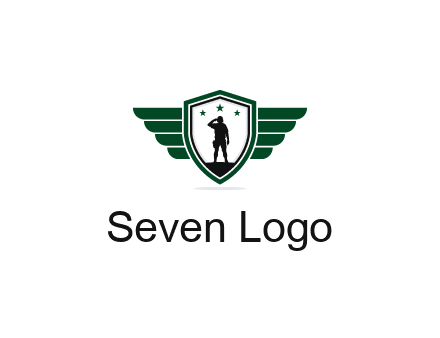 badge with a military man saluting