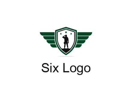 badge with a military man saluting