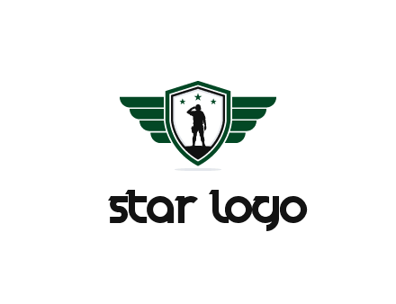 badge with a military man saluting