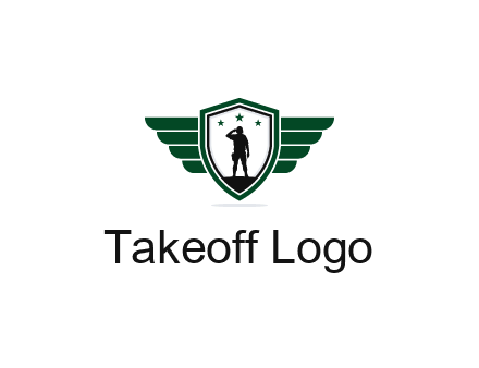 badge with a military man saluting