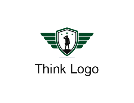 badge with a military man saluting