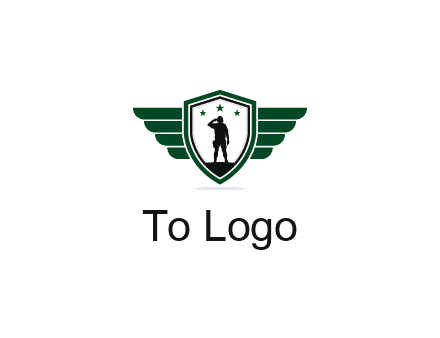 badge with a military man saluting