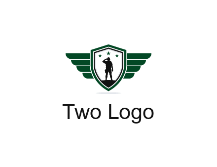 badge with a military man saluting