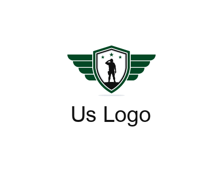 badge with a military man saluting