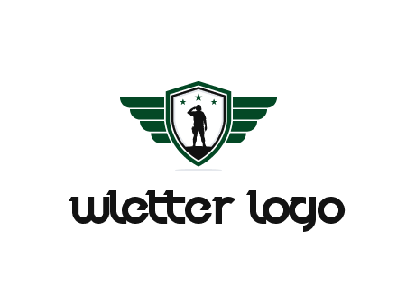 badge with a military man saluting