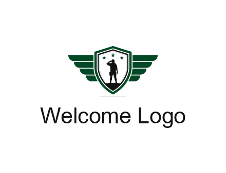badge with a military man saluting