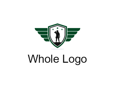 badge with a military man saluting