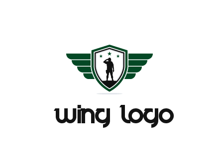 badge with a military man saluting