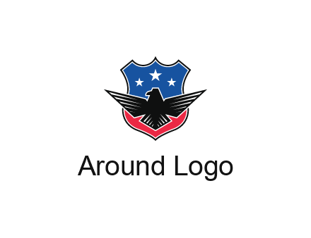 eagle over a badge with the American flag pattern