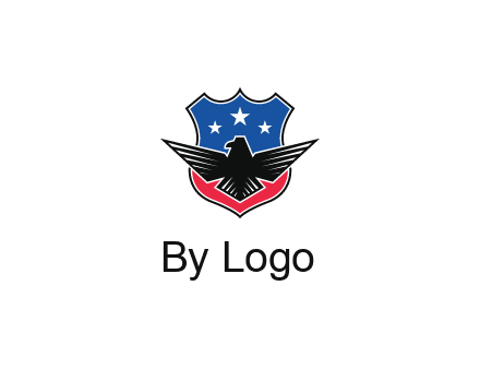 eagle over a badge with the American flag pattern