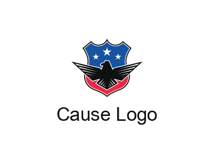 eagle over a badge with the American flag pattern