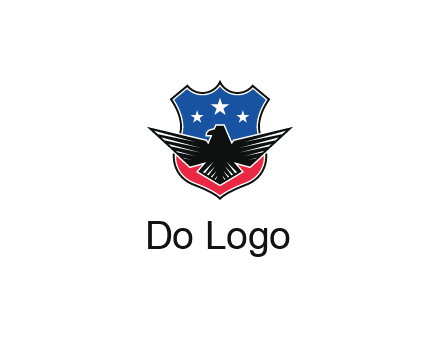 eagle over a badge with the American flag pattern