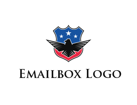 eagle over a badge with the American flag pattern