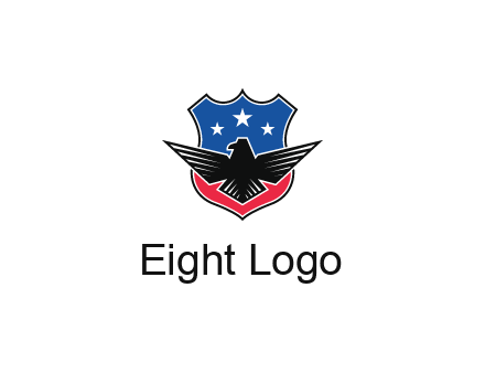 eagle over a badge with the American flag pattern