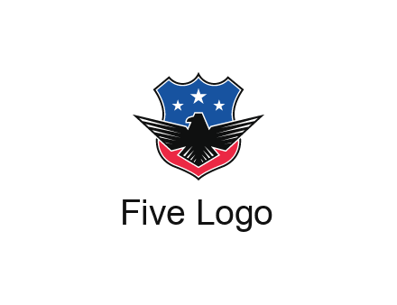 eagle over a badge with the American flag pattern