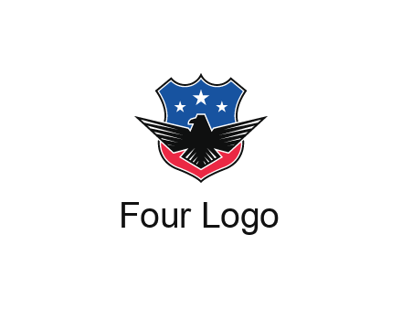 eagle over a badge with the American flag pattern