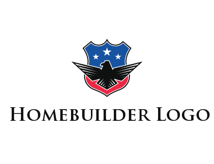 eagle over a badge with the American flag pattern