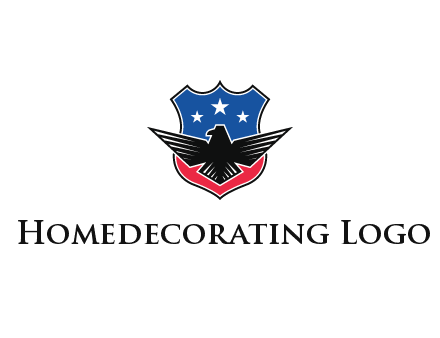 eagle over a badge with the American flag pattern