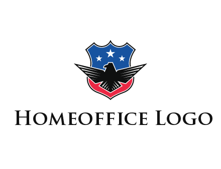 eagle over a badge with the American flag pattern