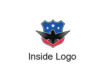 eagle over a badge with the American flag pattern
