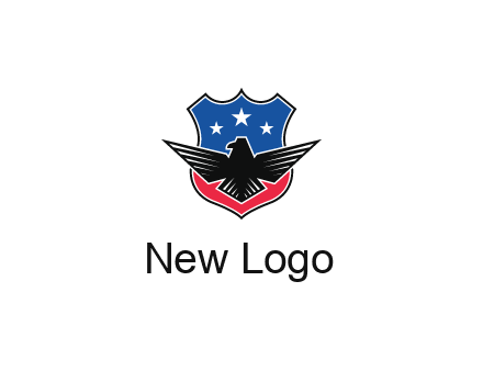 eagle over a badge with the American flag pattern