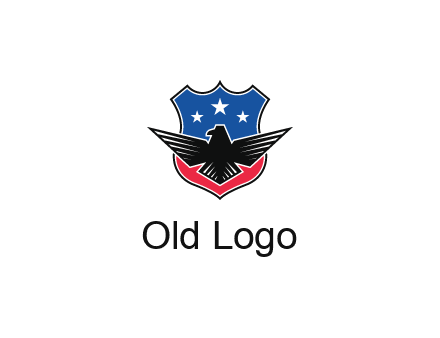 eagle over a badge with the American flag pattern