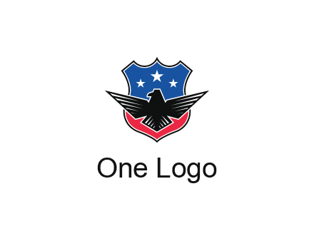 eagle over a badge with the American flag pattern