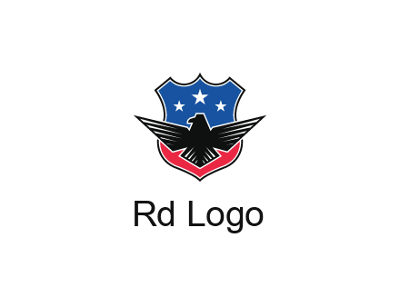 eagle over a badge with the American flag pattern