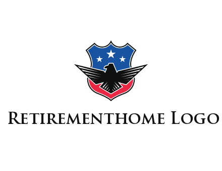 eagle over a badge with the American flag pattern