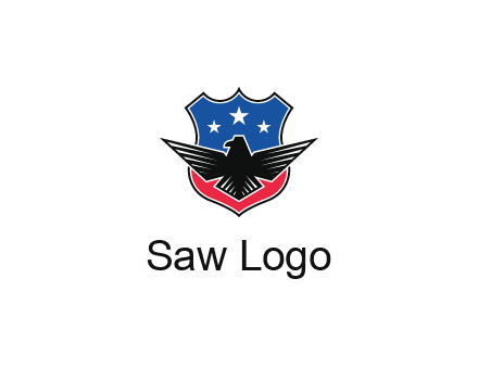 eagle over a badge with the American flag pattern