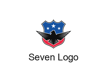 eagle over a badge with the American flag pattern