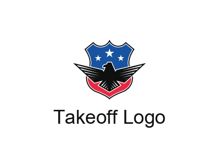 eagle over a badge with the American flag pattern