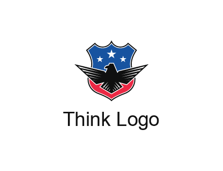 eagle over a badge with the American flag pattern