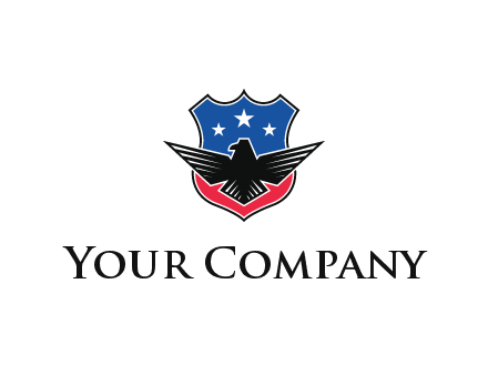 eagle over a badge with the American flag pattern