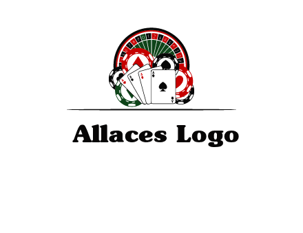 casino logo with poker chips, cards and Roulette