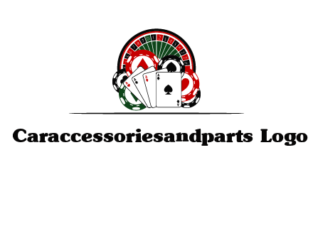 casino logo with poker chips, cards and Roulette