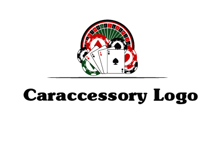 casino logo with poker chips, cards and Roulette