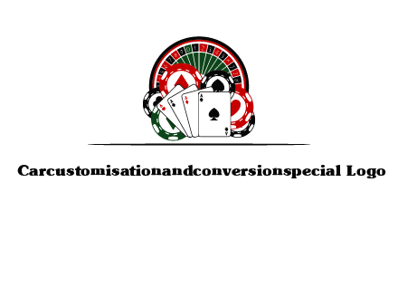 casino logo with poker chips, cards and Roulette