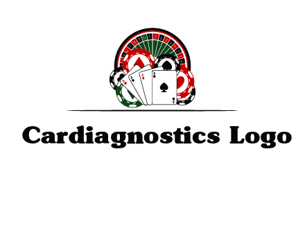 casino logo with poker chips, cards and Roulette