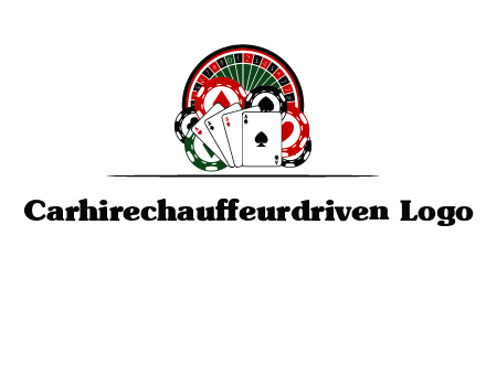 casino logo with poker chips, cards and Roulette
